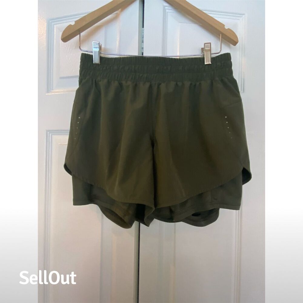 Women's Green Running Shorts M Elastic Waistband Gym Activewear